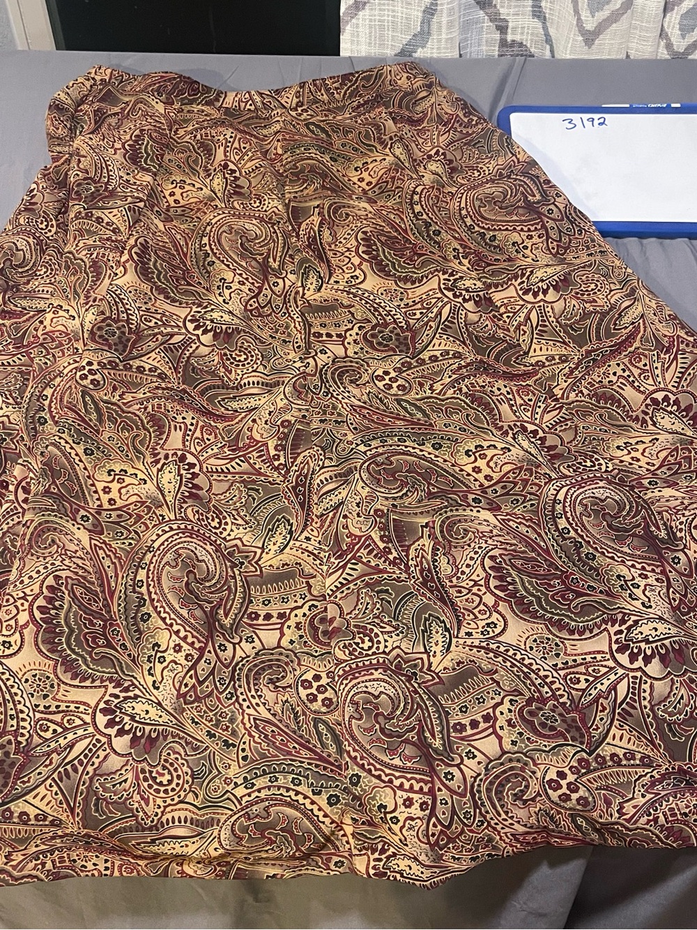 Paisley Print Maxi Skirt in Burgundy and Tan
